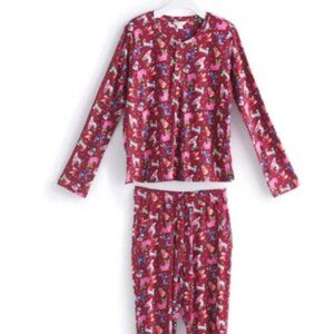 Vera Bradley Button Down Pajama Set Red Holiday Hounds 3XL